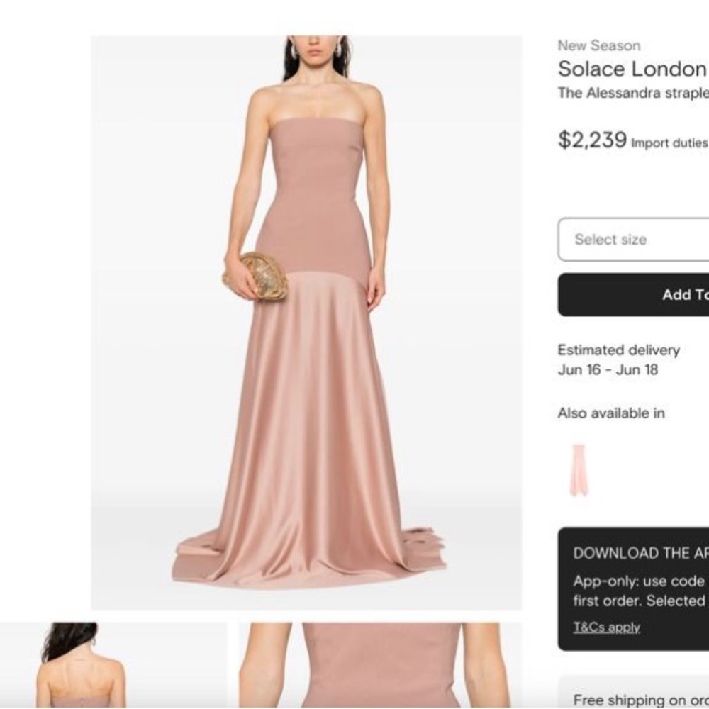 Solace London Nude Strapless Gown for Weddings